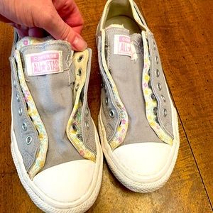 Gray and floral converse